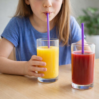Pack of 10 reusable plastic drinking straws from Wukusy, transparent and eco-friendly for beverages.