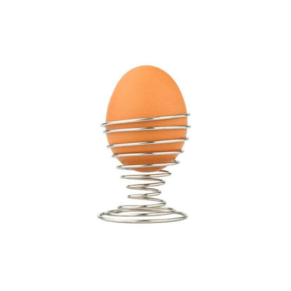 Stainless steel spring egg cup holder by Wukusy, designed for easy egg serving in home and kitchen use.