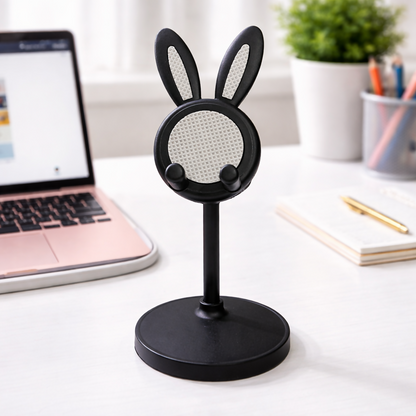 Wukusy cute bunny mobile stand holder for desk and kids study table, featuring a colorful bunny design and functional phone support.