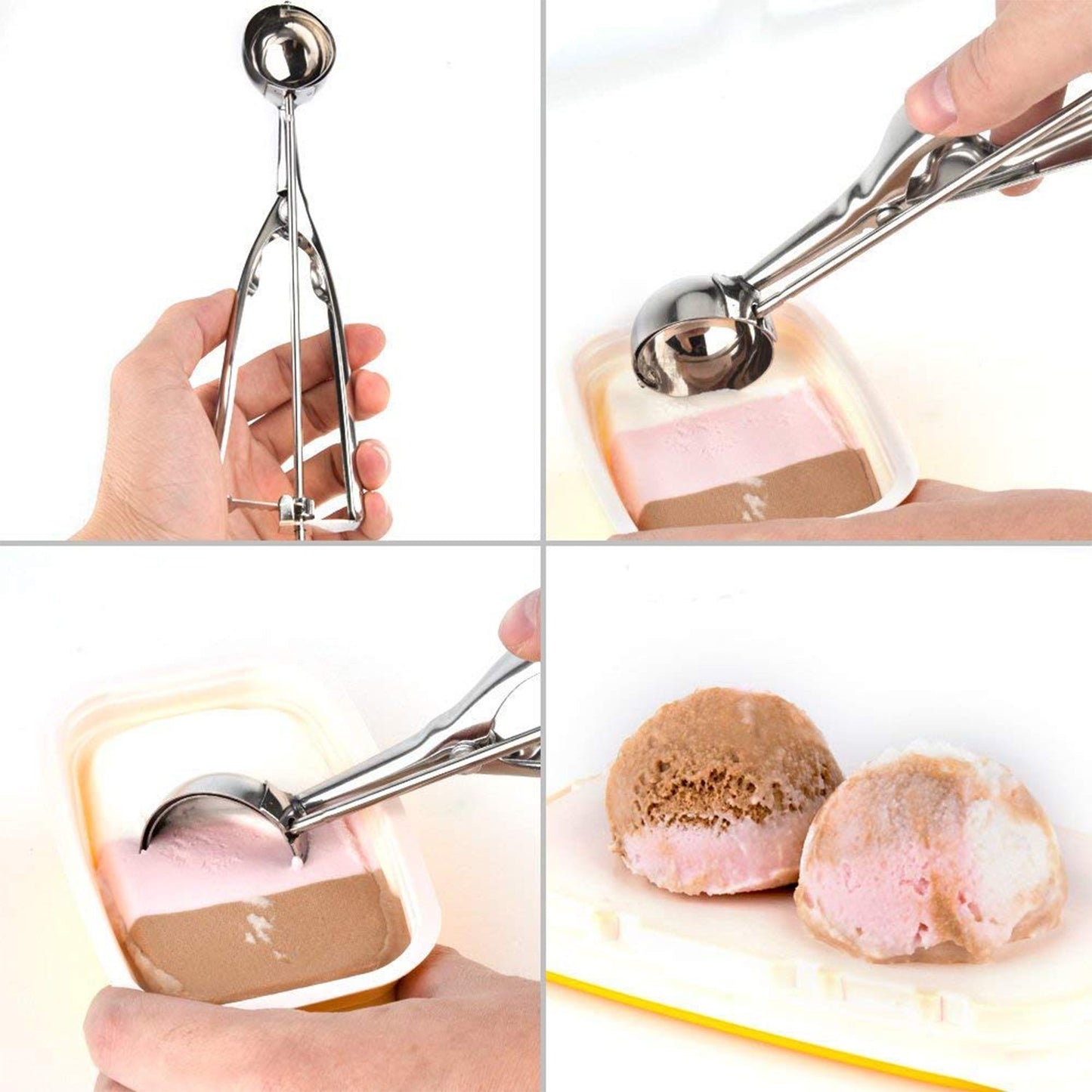 Wukusy 2523 ice cream serving spoon scoop in stainless steel, with a sturdy handle and rounded scoop for easy ice cream serving.
