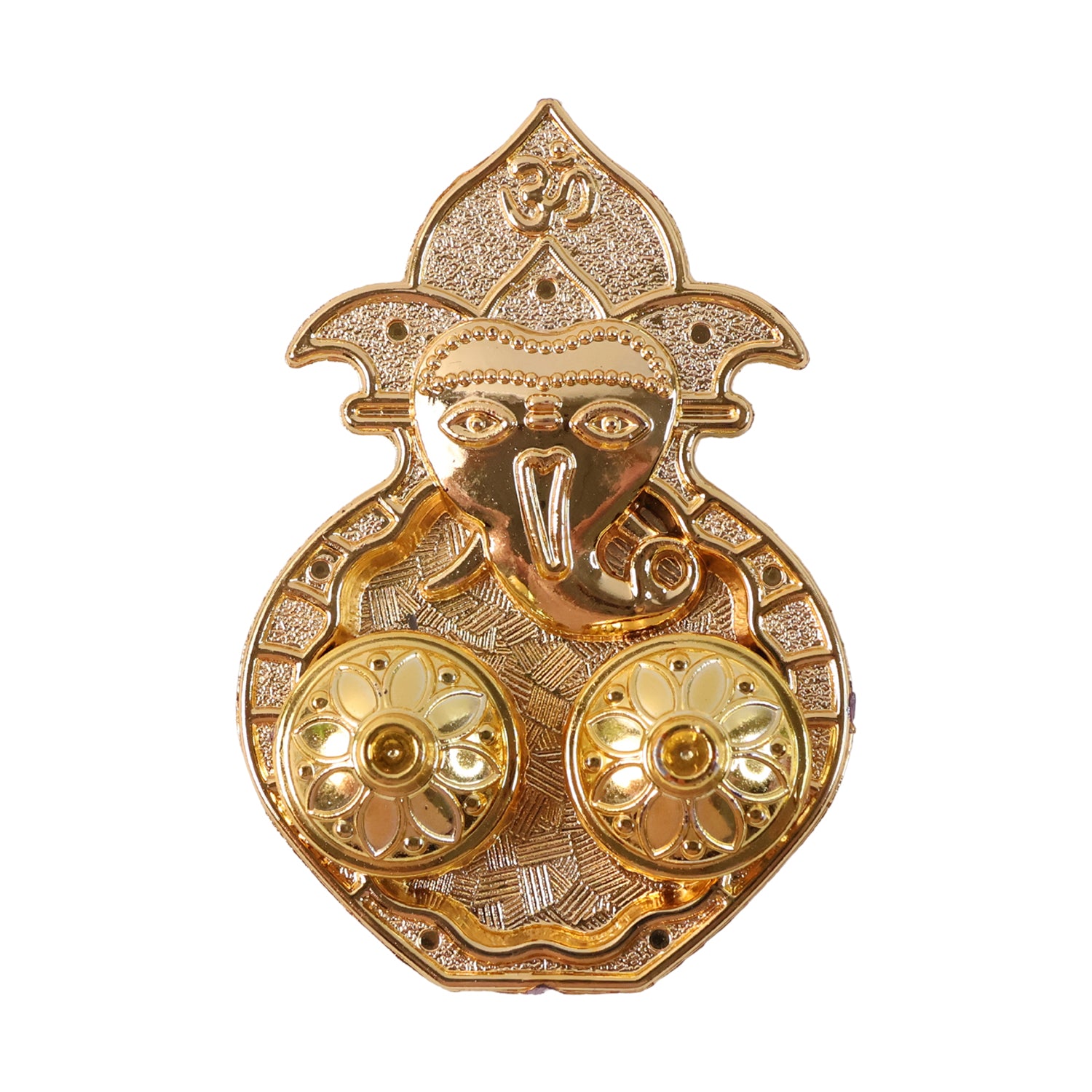 Golden Lord Ganesha Kumkum dish from Wukusy, traditional home decor accessory for religious or spiritual use.