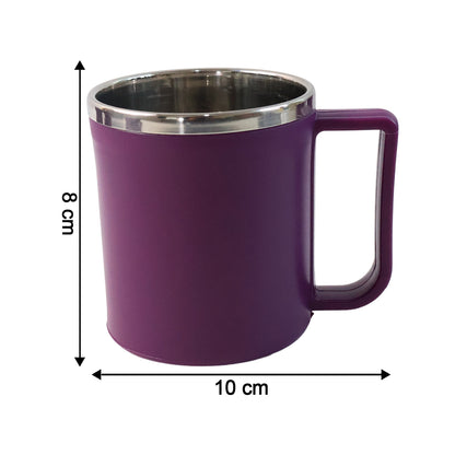 Set of six Supermom stainless steel coffee mugs, 200ml each, designed for home and kitchen use, by Wukusy.