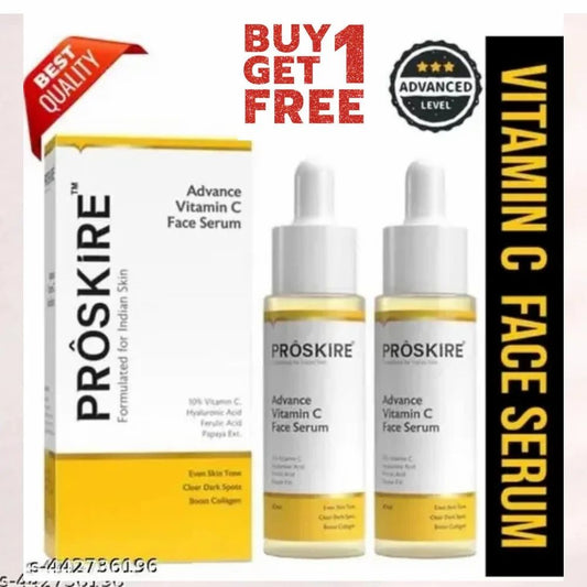Two bottles of 5912 Proskire Advance Vitamin C Serum face oil and serum set, clear bottles with dropper applicators.