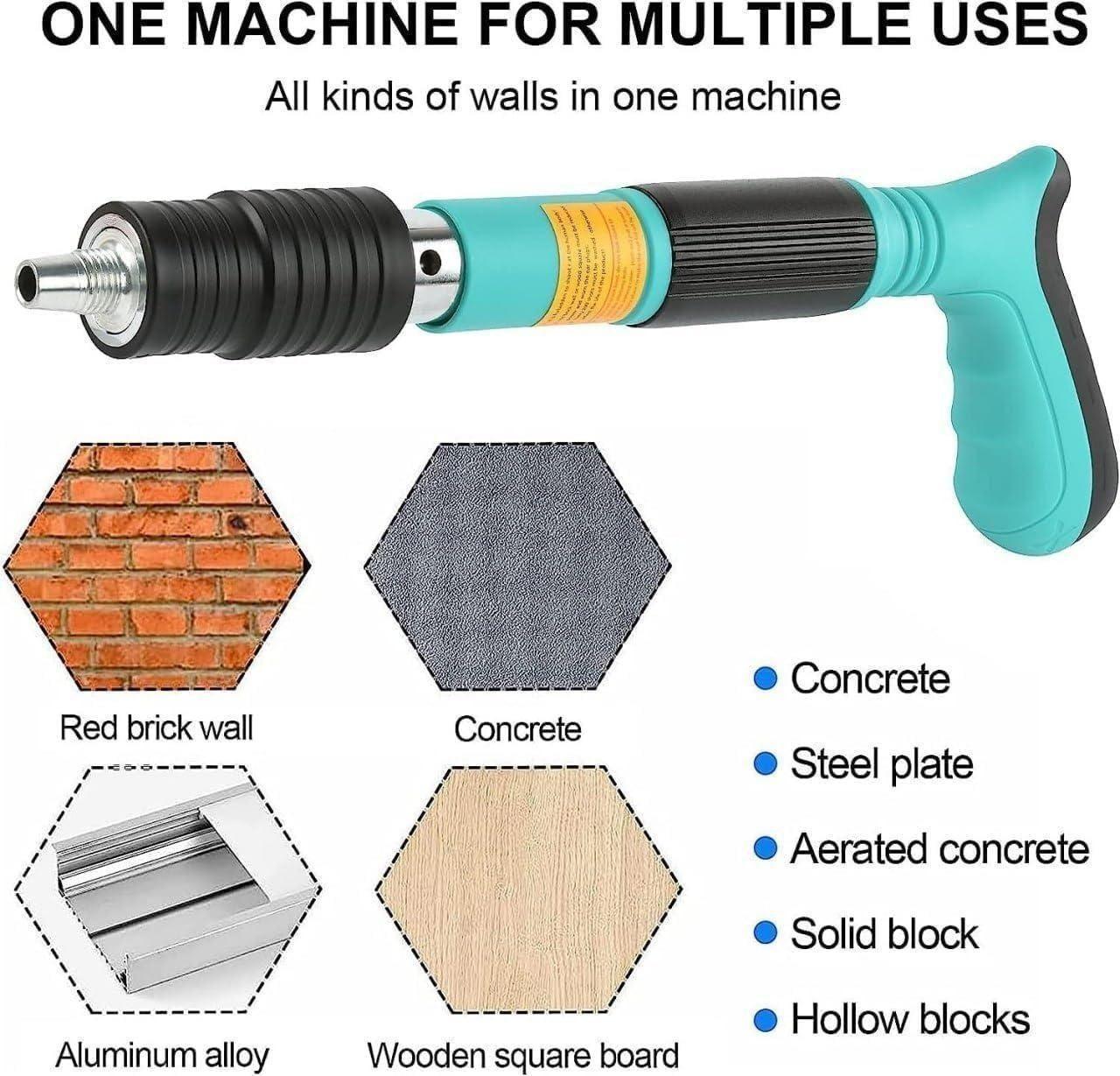 Steel concrete nail gun tool with 4-speed adjustable manual nail tweezers, brand 5912, for precise fastening and construction work.