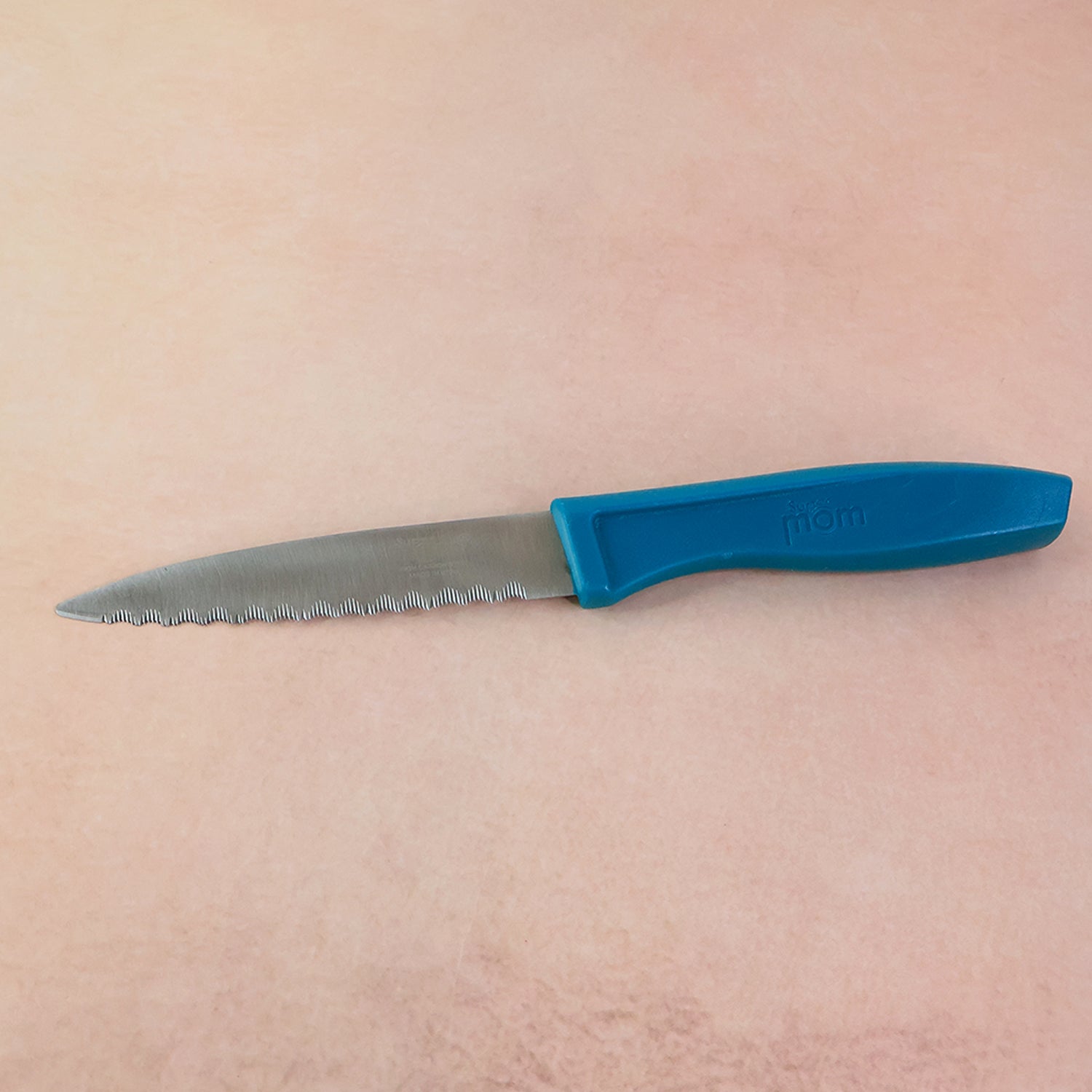 Wukusy Supermom premium stainless steel paring knife with a black handle for precise kitchen cutting tasks.