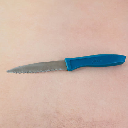 Wukusy Supermom premium stainless steel paring knife with a black handle for precise kitchen cutting tasks.