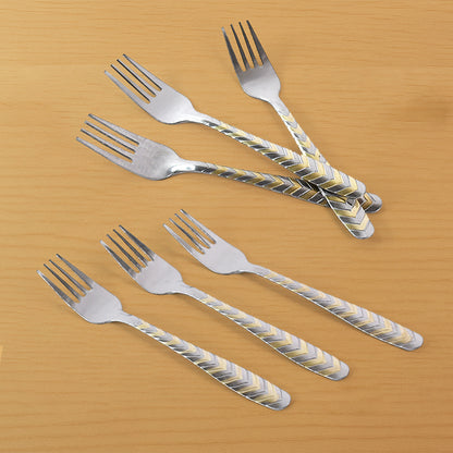 Set of five Wukusy stainless steel forks with polished handles for elegant dining and everyday use in home and kitchen settings.