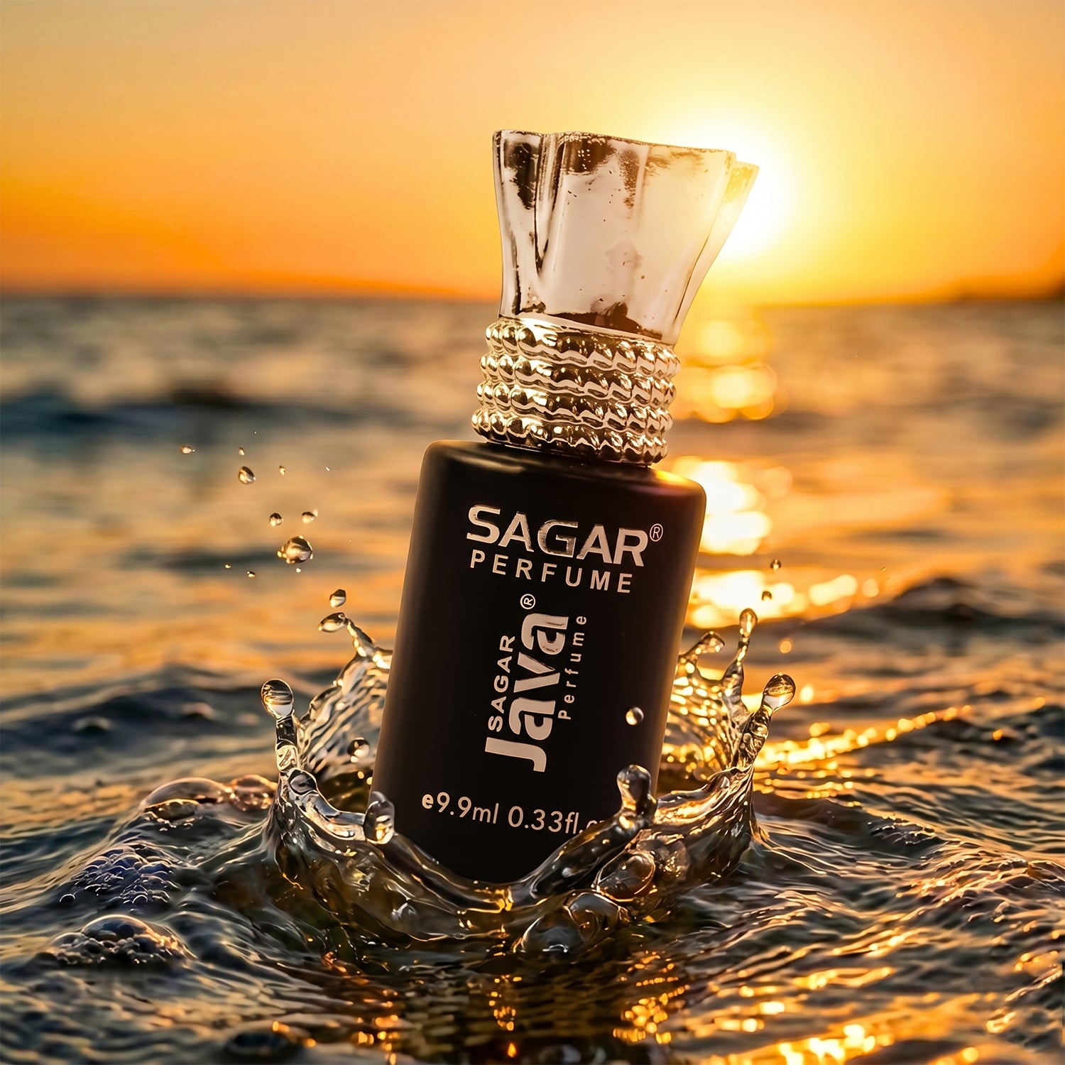 Wukusy Sagar Java Roll-on Attar perfume oil in a 9.9 ml glass bottle, suitable for men and women, with a roll-on applicator.