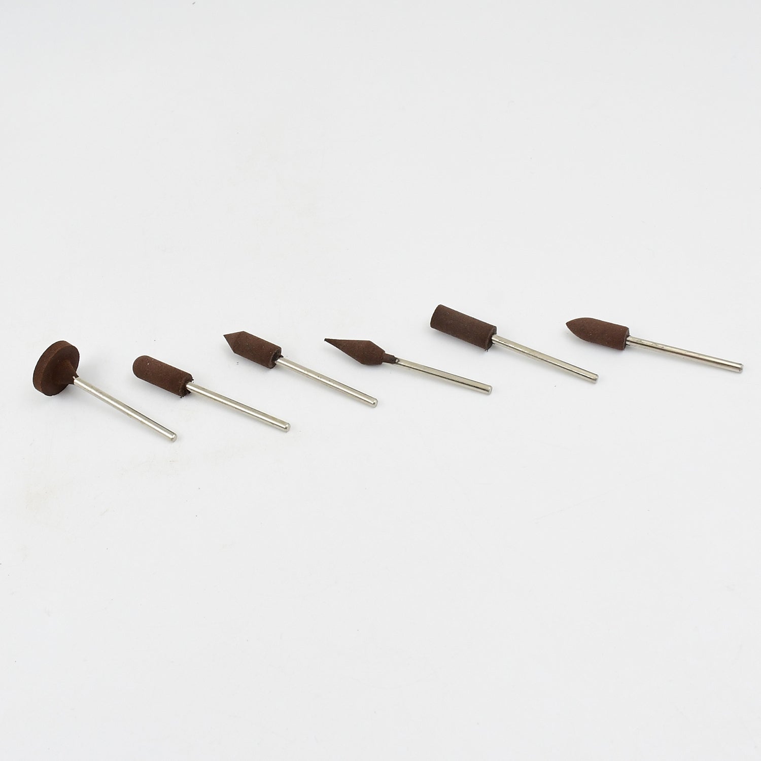 Set of six Wukusy mounted points abrasive grinding stones for rotary tools, ideal for precision home improvement and polishing tasks.