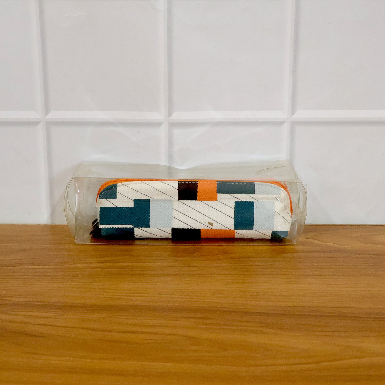 Wukusy designer fabric zipper pencil pouch with colorful pattern, compact and ideal for stationery storage.