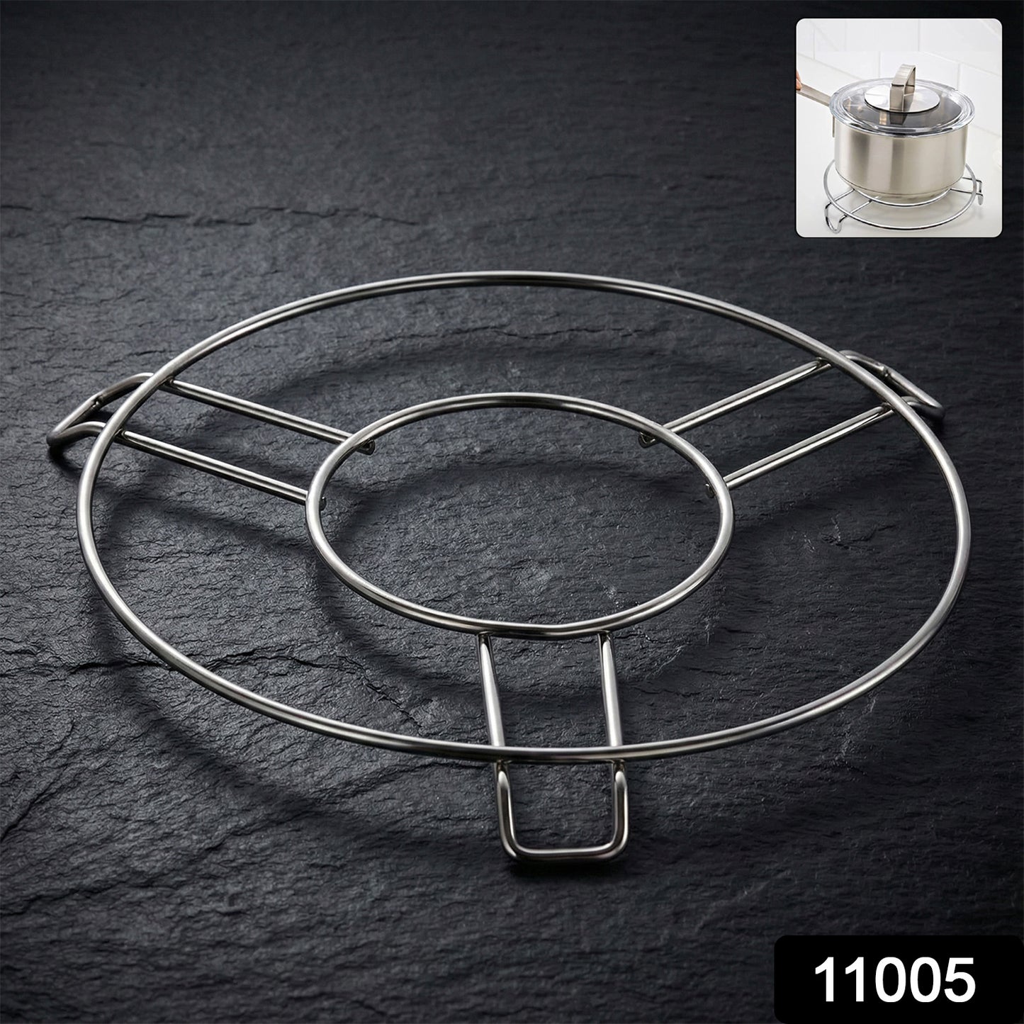 Stainless steel round hot pot stand by Wukusy, designed for home and kitchen use, supports hot pot or table heating dishes.