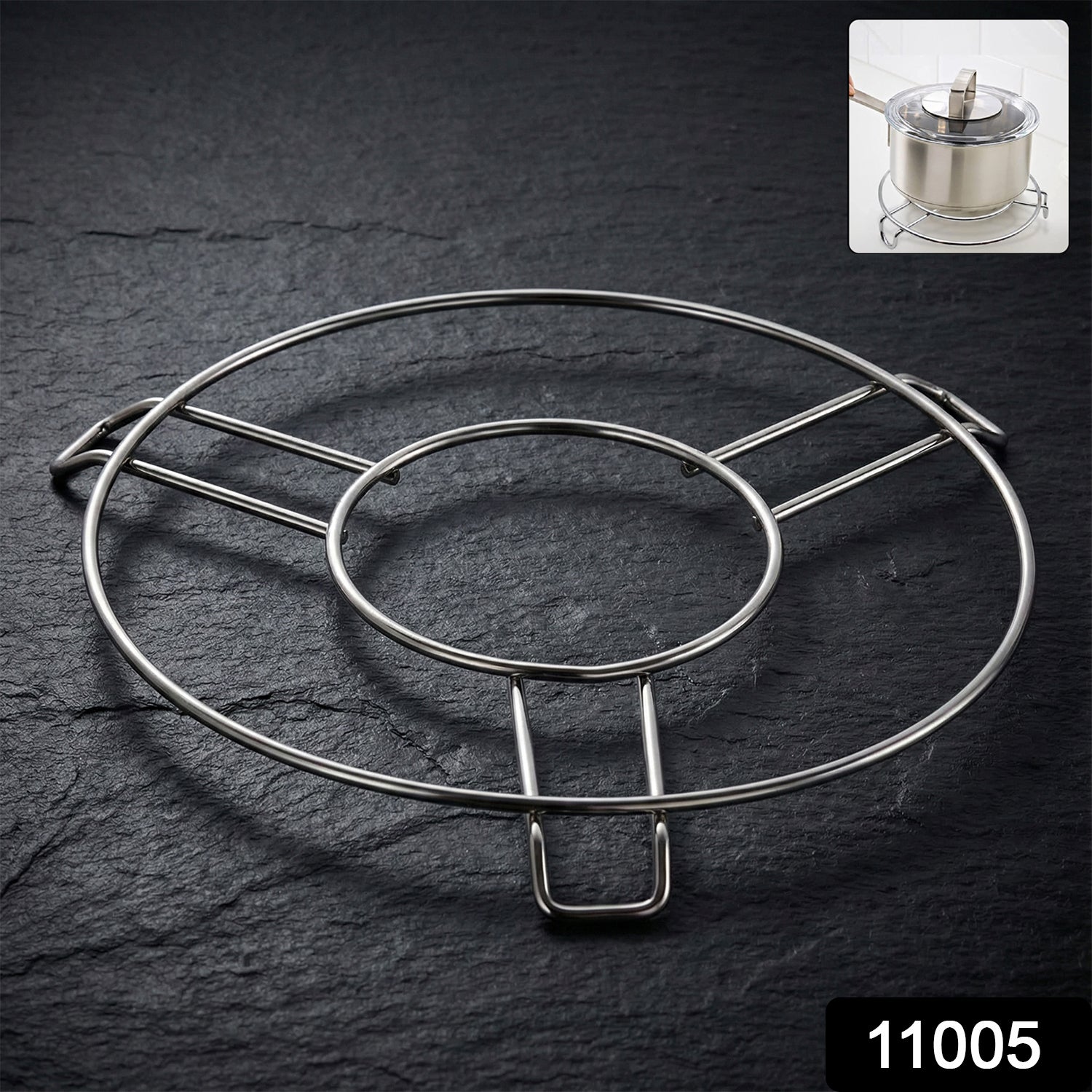 Stainless steel round hot pot stand by Wukusy, designed for home and kitchen use, supports hot pot or table heating dishes.