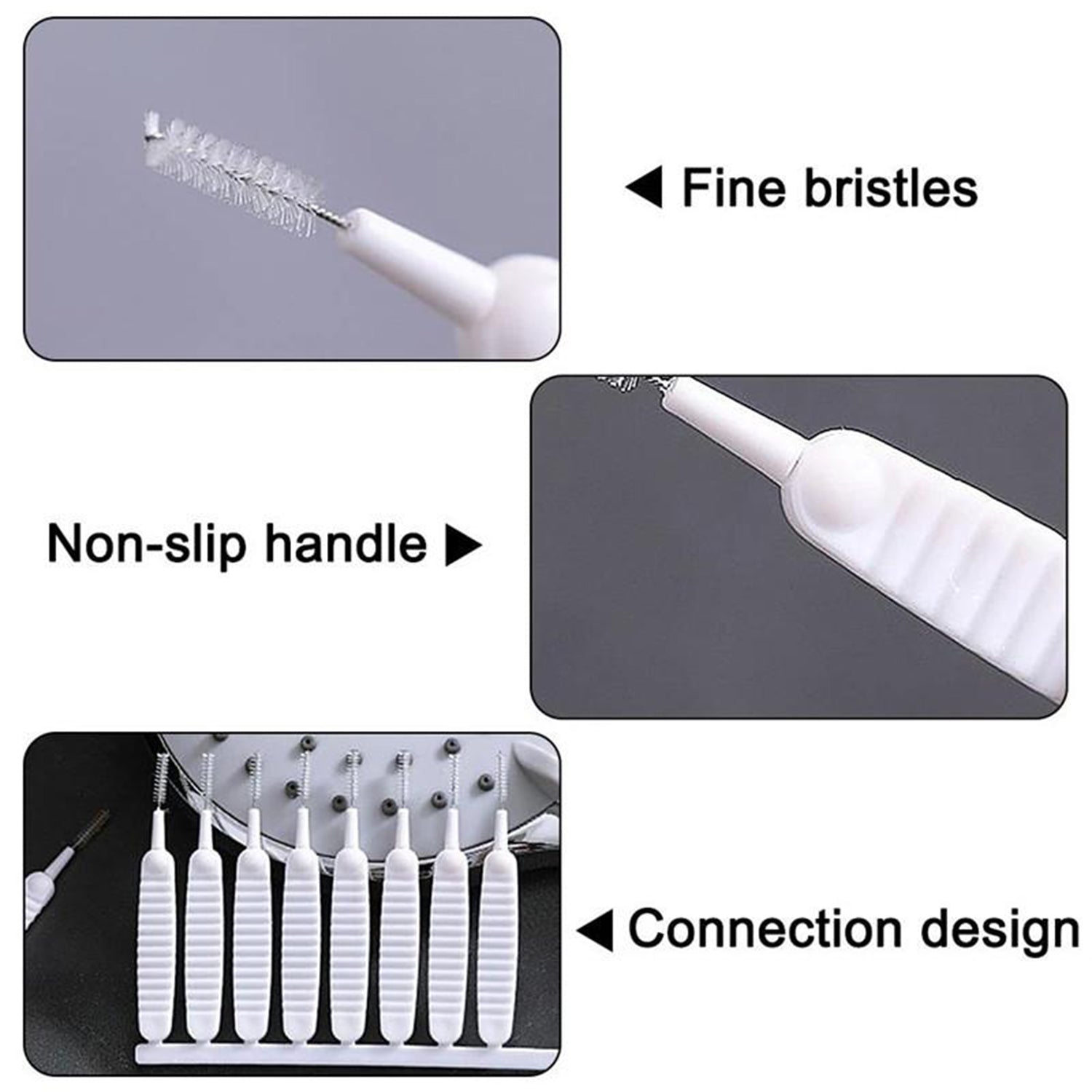 Wukusy 10-pack shower nozzle cleaning brushes featuring small, reusable, multifunctional brushes for anti-clogging shower head maintenance.