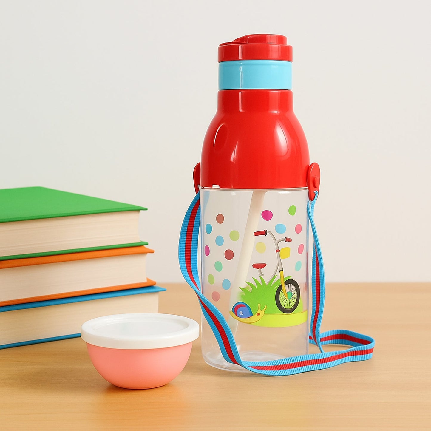 Wukusy 800ml transparent plastic sports water bottle with straw, leak-proof, BPA-free, easy to carry for kids, gym, or school.