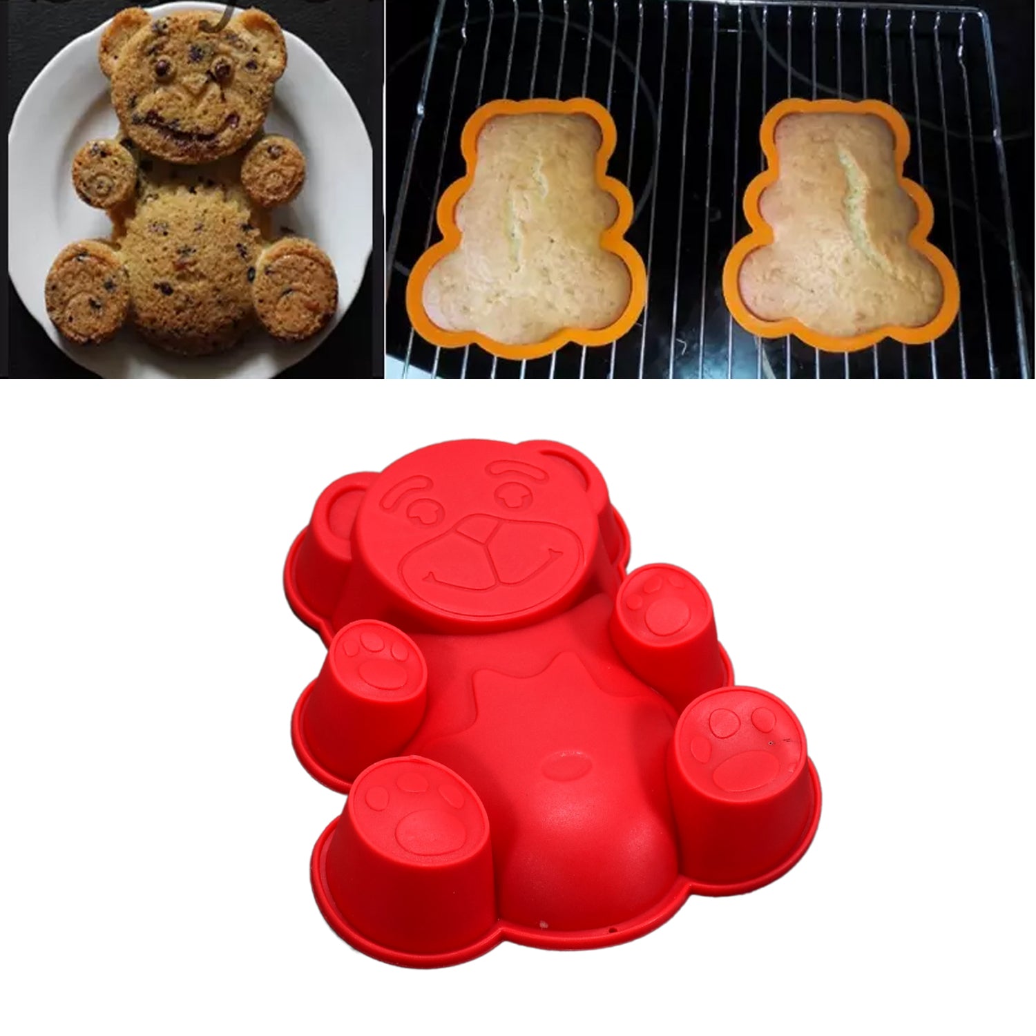 Set of four Wukusy silicone animal molds for cake, soap, chocolate, candles, and craft projects with detailed animal shapes.