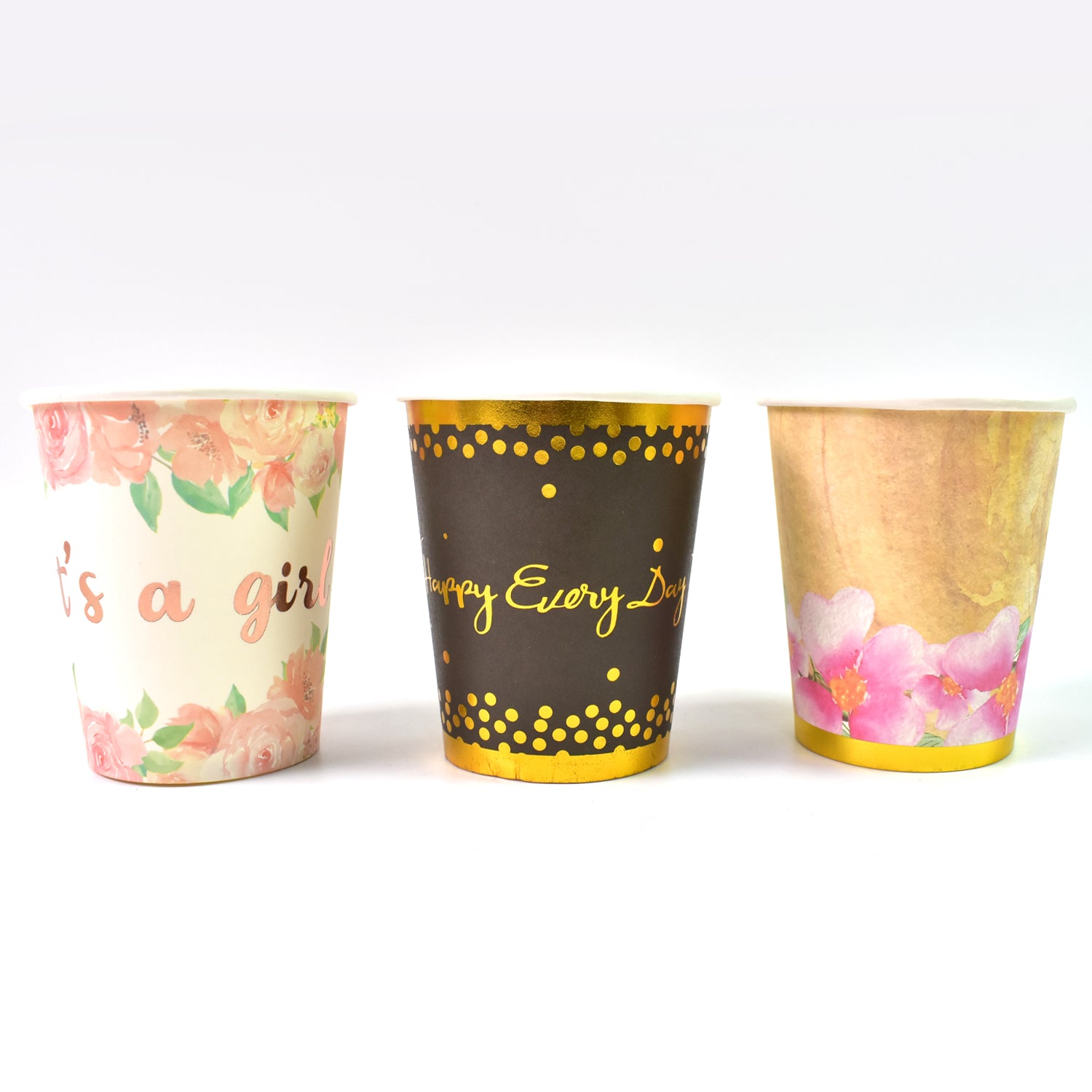 Wukusy disposable paper cups set with five colorful tea and coffee cups for kitchen use, perfect for hot beverages and gatherings