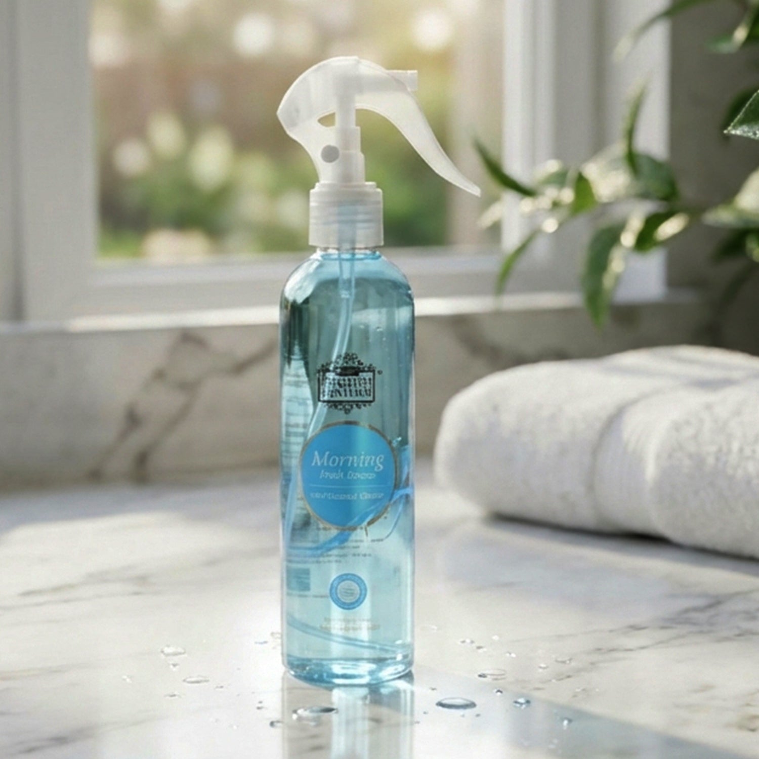 Wukusy Morning Fresh Breeze air freshener spray for home and office, 250ml bottle with a clean, refreshing scent.