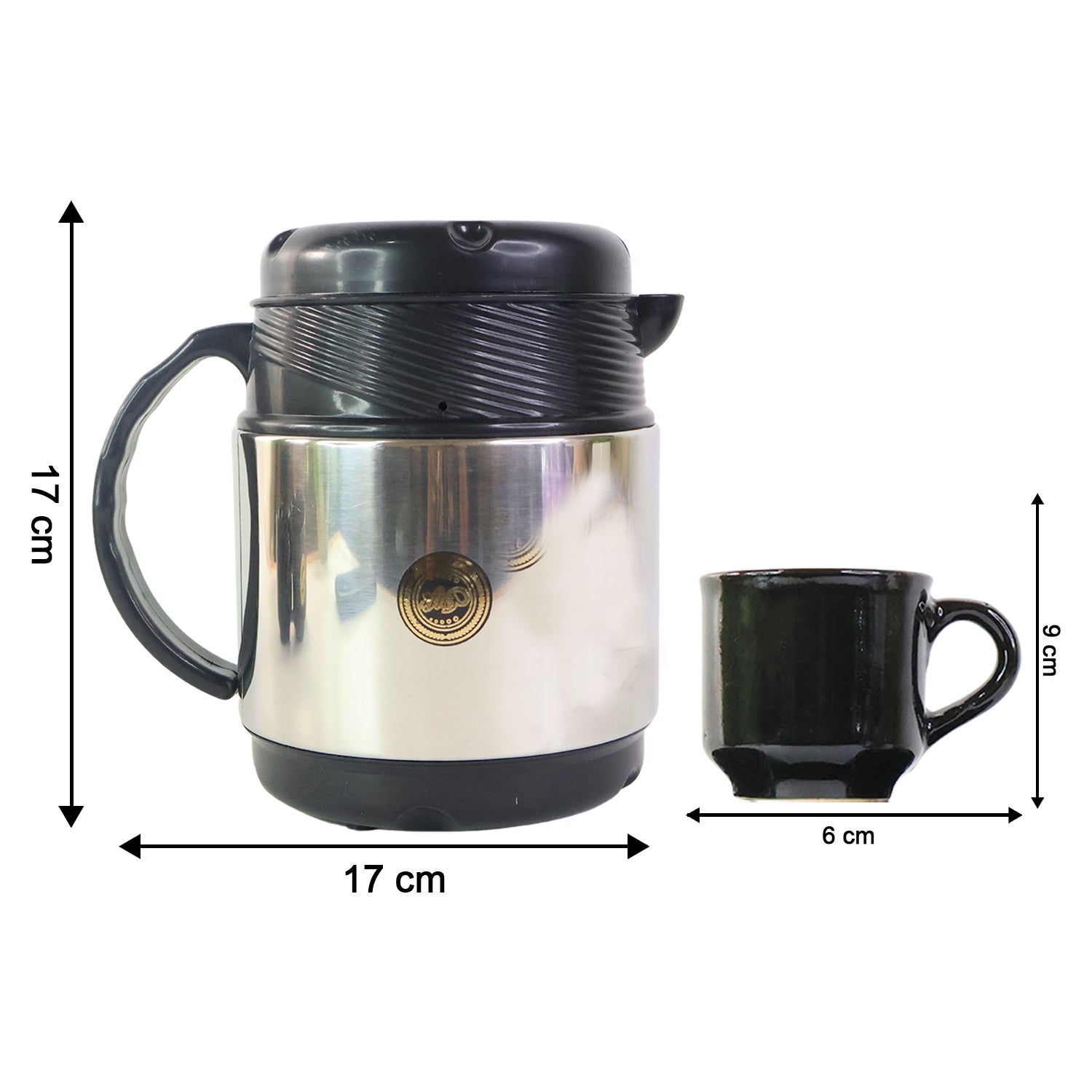 Wukusy tea and coffee thermos flask with 6 ceramic cups set for home and kitchen use.