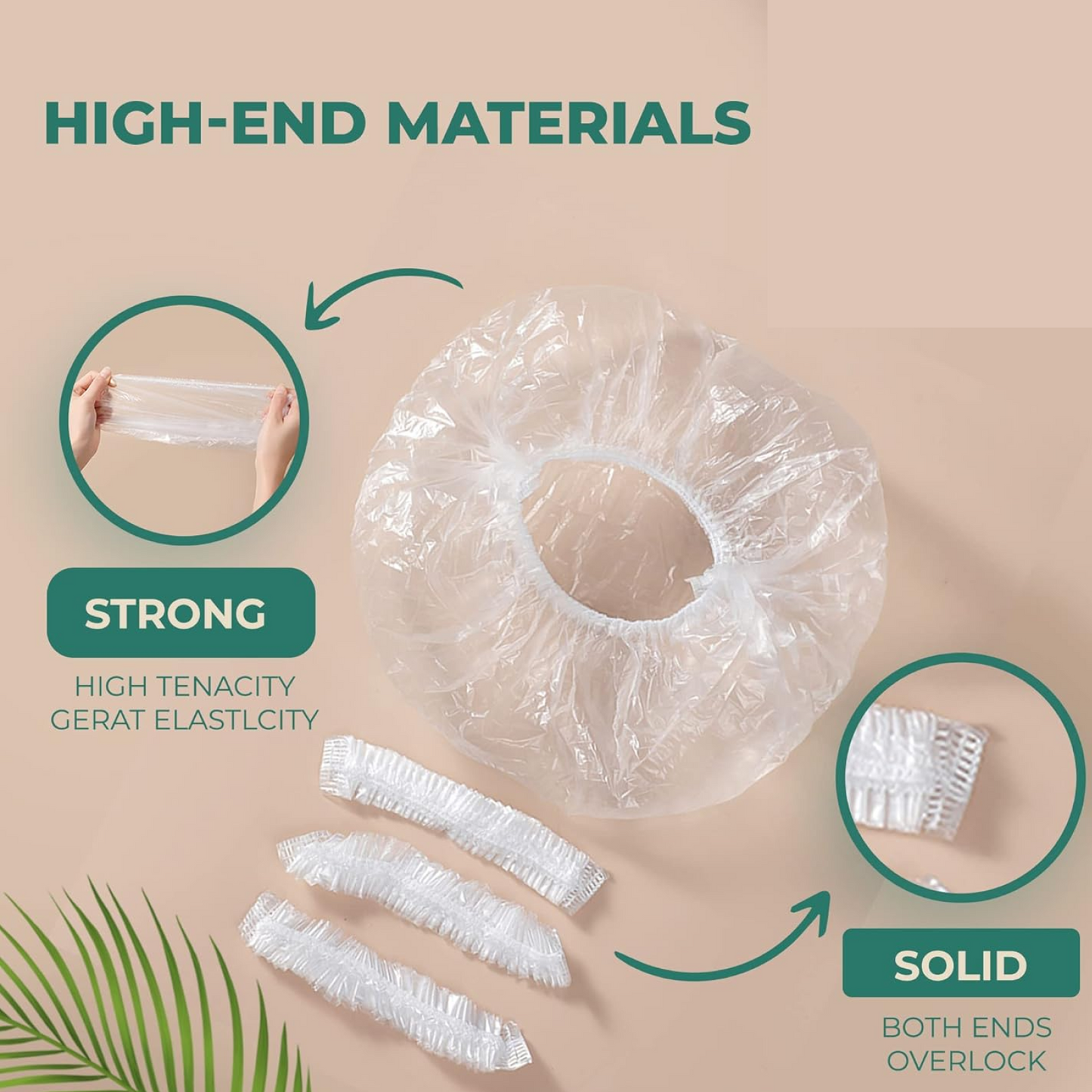 Set of 20 Wukusy disposable shower caps for women, lightweight plastic head coverings for hair protection during showers.