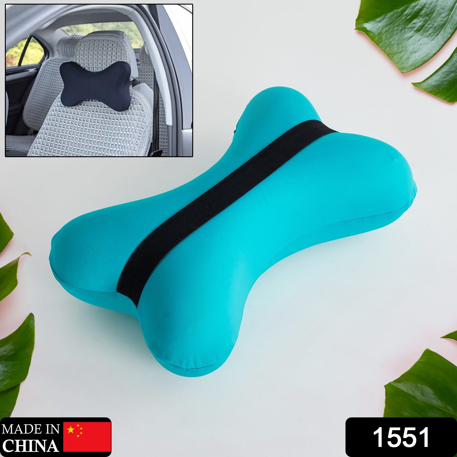 Wukusy 1551 microbead roll neck pillow with bone shape, soft cushion for travel, back, head, and neck support.