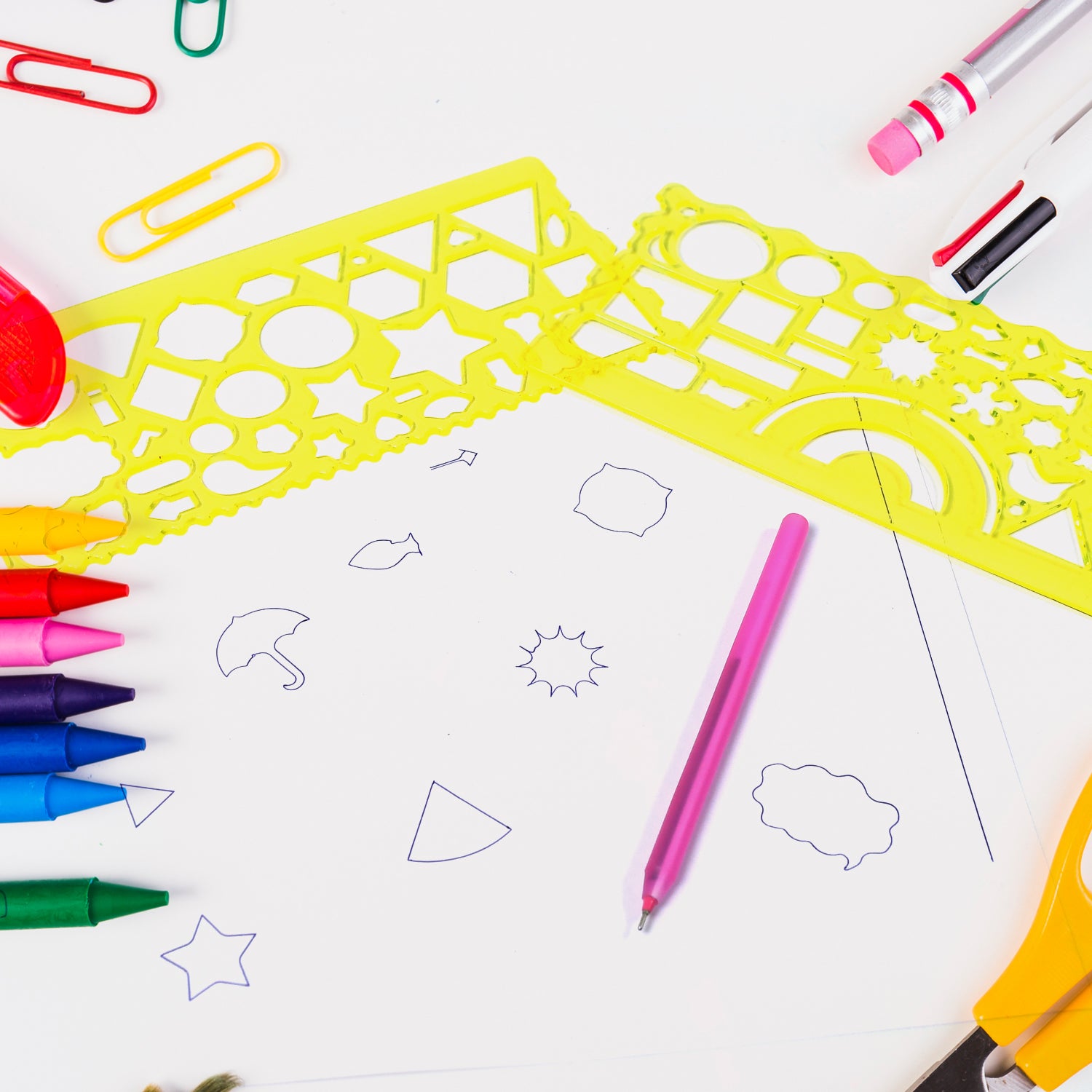 Wukusy 2-piece clear green circle, triangle, square, and rectangle drawing templates for school and home improvement projects.