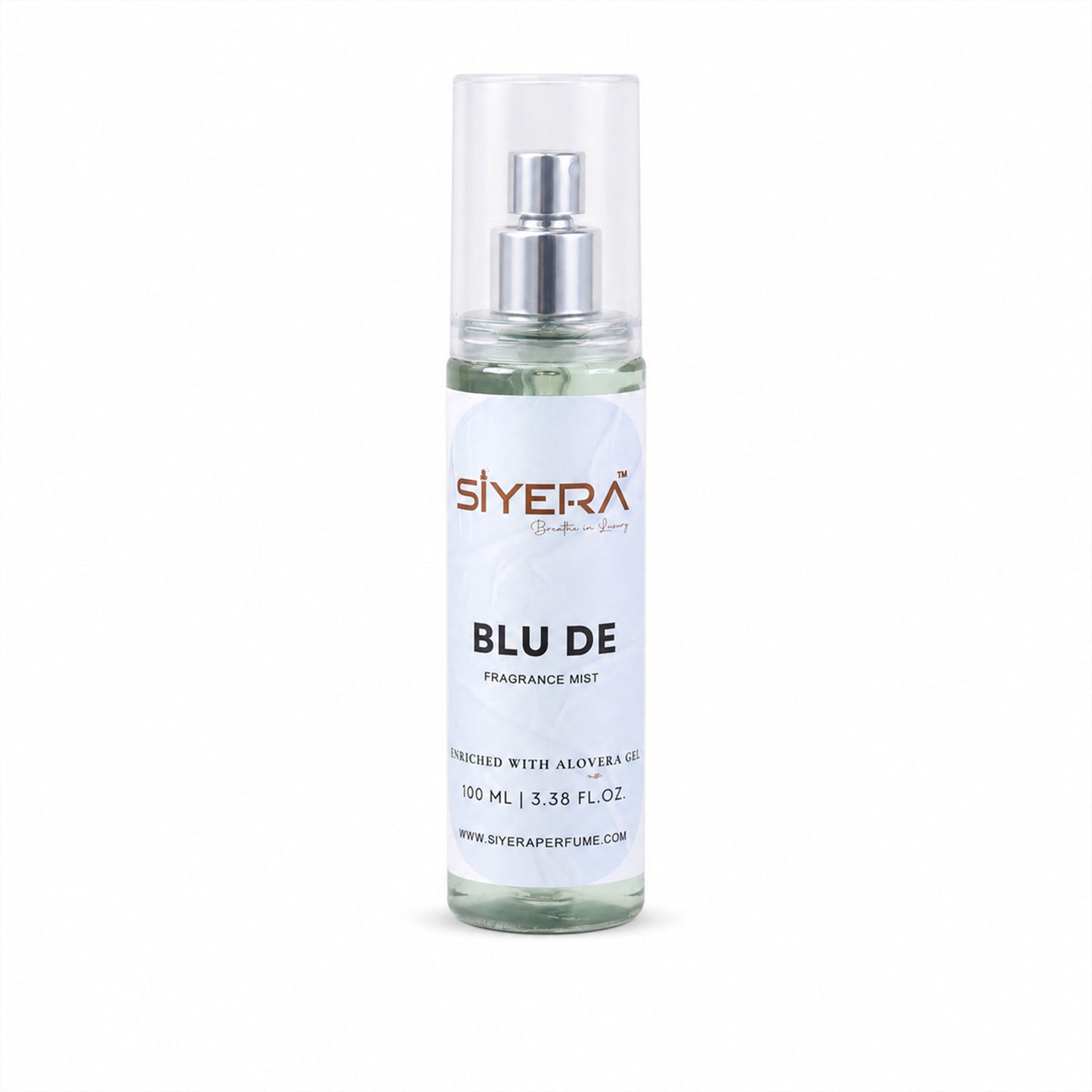 Wukusy Blu De Fragrance Mist Body Spray with Aloe Vera Gel in 100ml, showing the spray bottle on a white background.