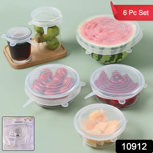 Set of six reusable, stretchable food covers by Wukusy, in various sizes, designed to keep food fresh and protected.