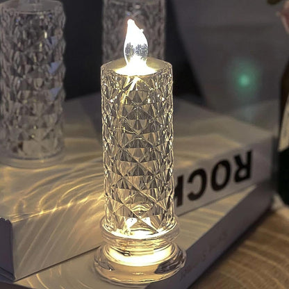 Wukusy 6241 Rose Candles for home decoration featuring crystal candle lights and elegant pink rose design.