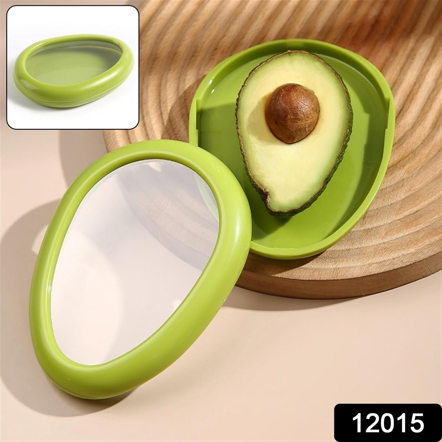 Green oval-shaped vegetable container by Wukusy, a premium fruits and vegetables saver keeper for fresh storage.