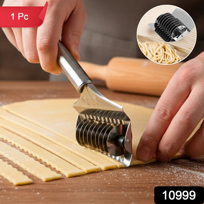 Wukusy manual multi-blade dough cutter roller with five stainless steel blades for precise dough slicing.