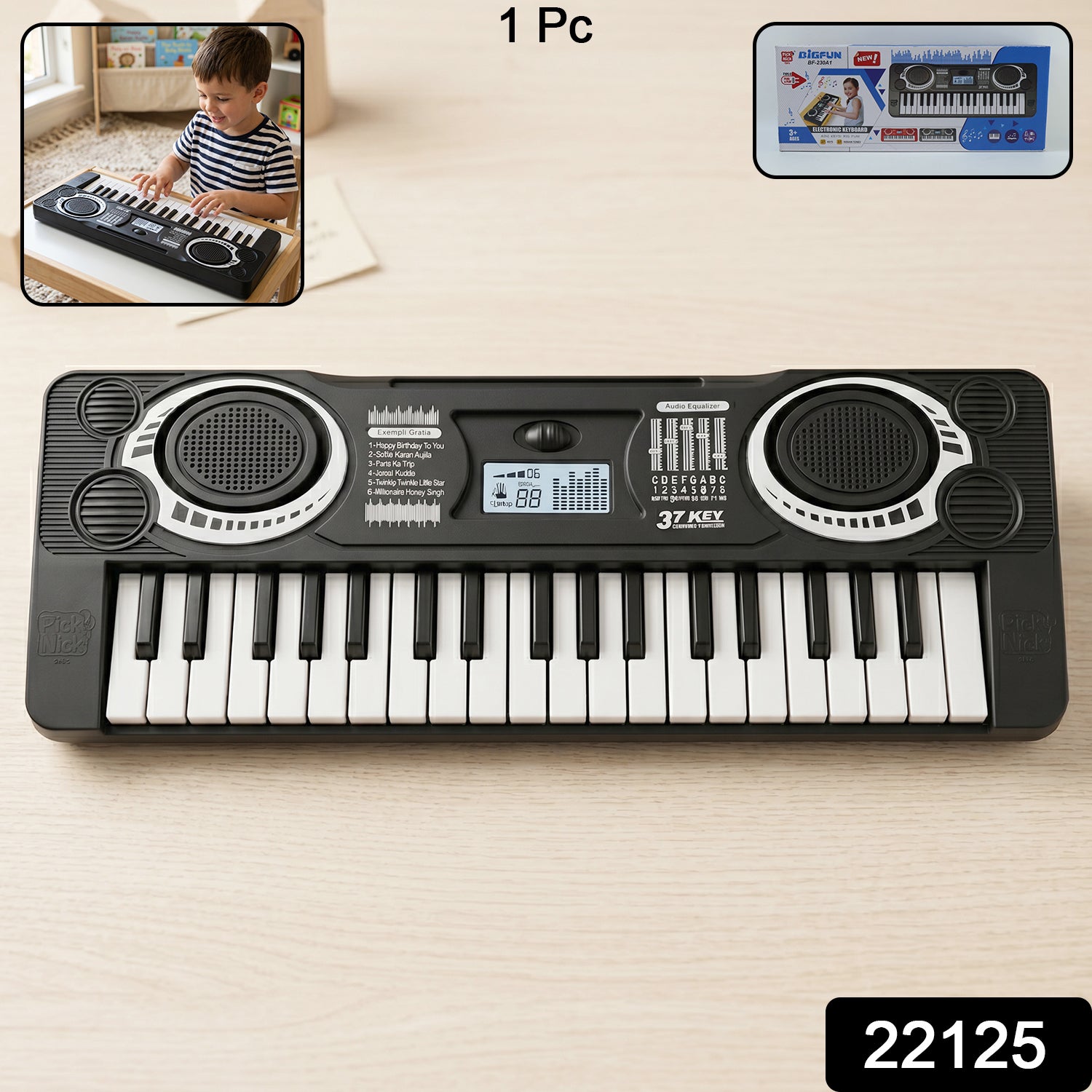 Wukusy electronic musical keyboard toy for kids with colorful buttons and multiple sound options, mini piano for children.