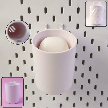 Wukusy plastic glass-shaped soap box with drainage, compact bathroom organizer for soap storage, clear design with drainage holes.