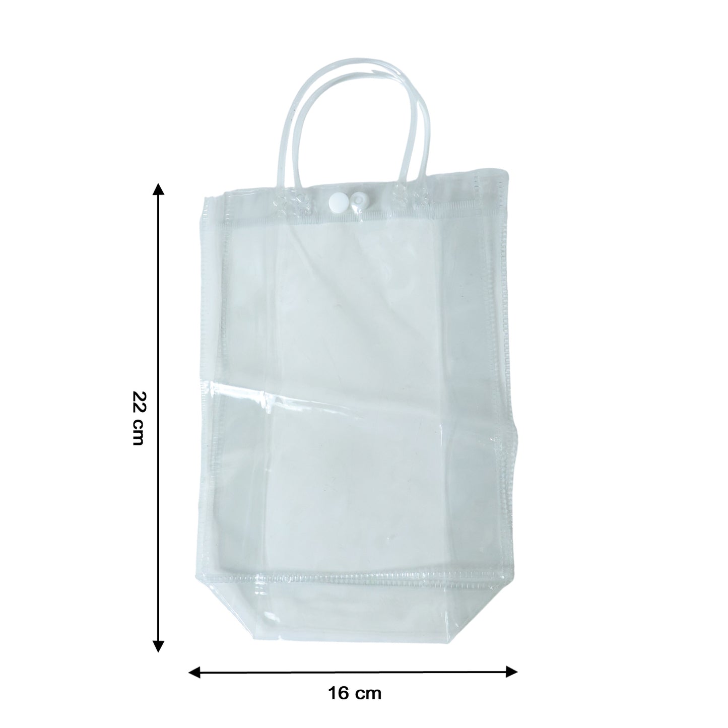 Clear PVC carry bag from Wukusy, 22x16 cm, showing transparent material and sturdy handles for convenient storage and transport.