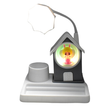 Cute cartoon LED desk light with plastic base, multi-color changing lights, designed for home decor by Wukusy.
