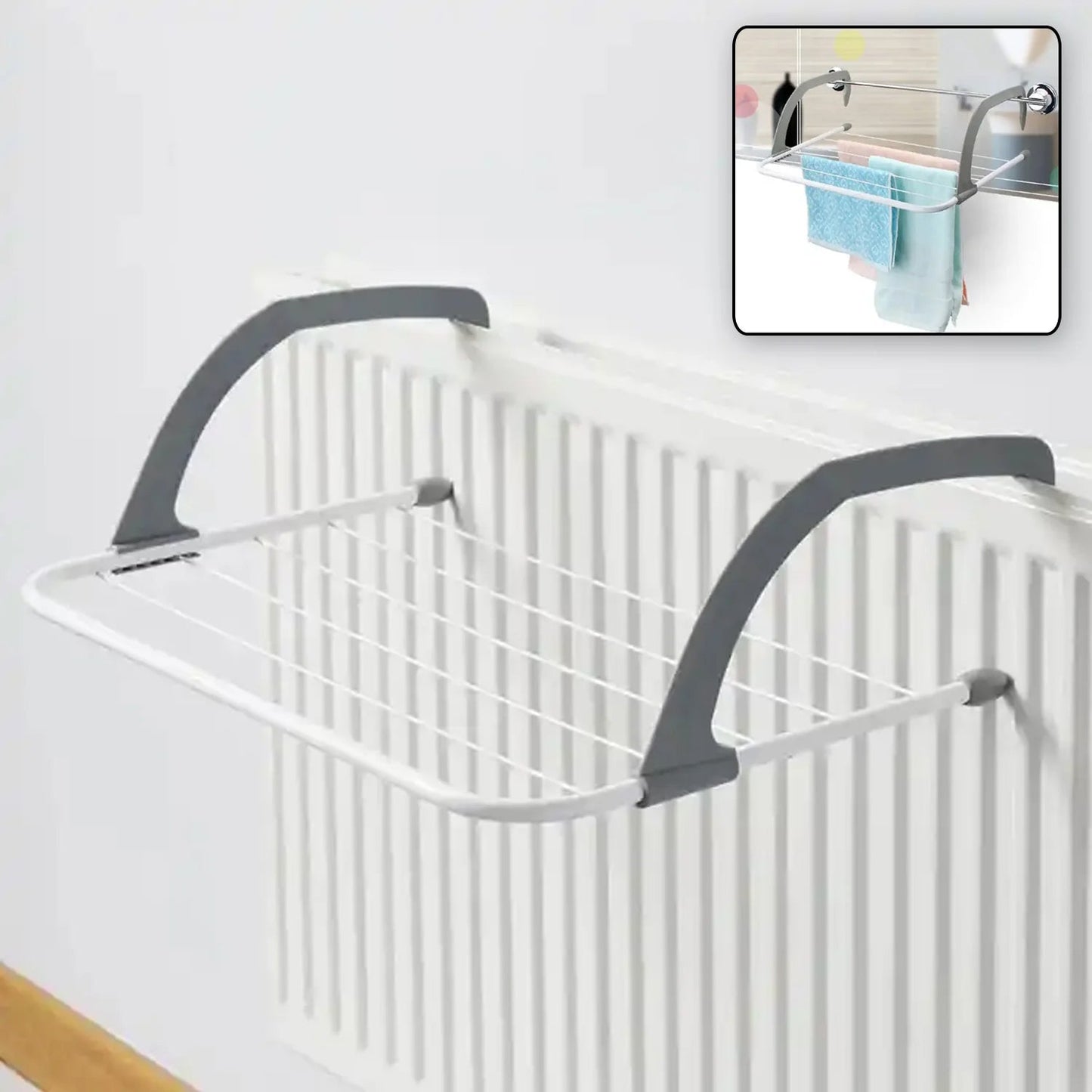 Wukusy metal steel folding drying rack for clothes, towels, socks, and plants, suitable for indoor or outdoor use on doors or balconies.