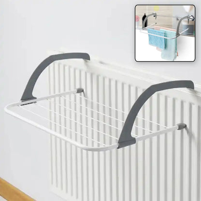Wukusy metal steel folding drying rack for clothes, towels, socks, and plants, suitable for indoor or outdoor use on doors or balconies.