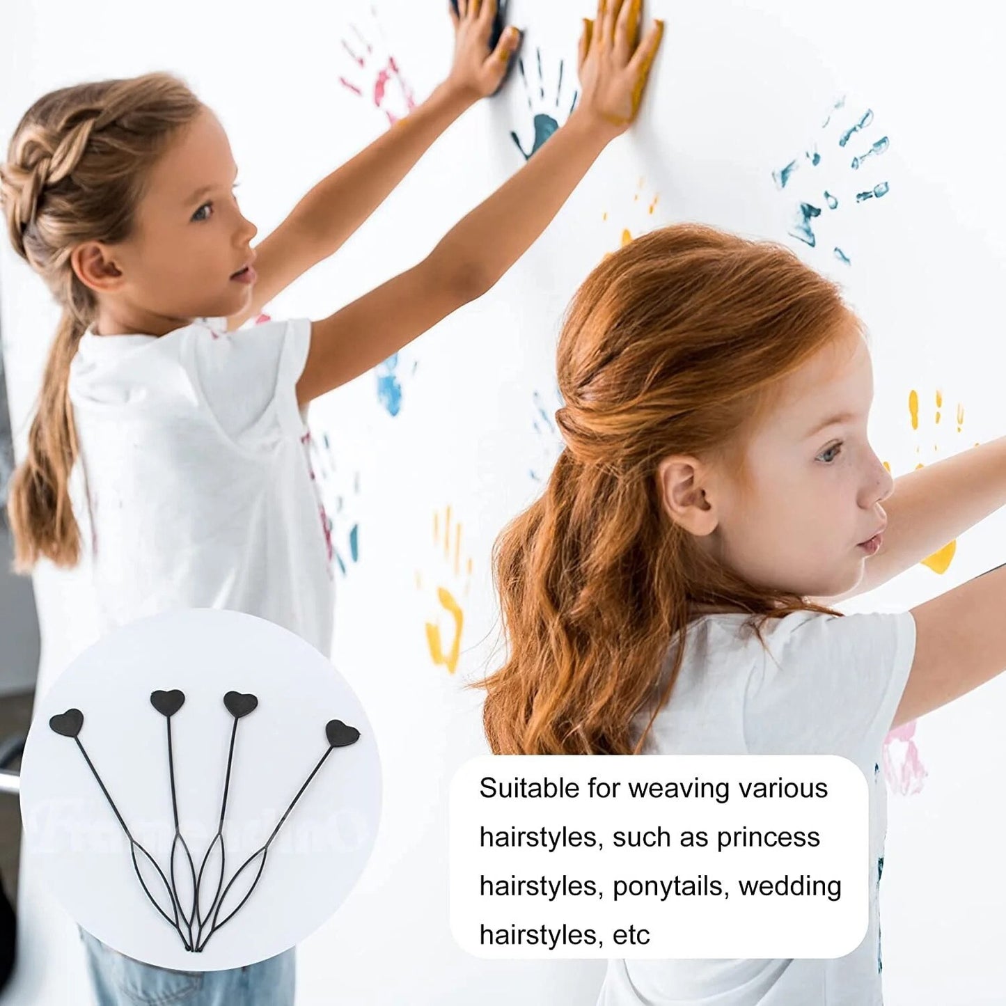 Pair of heart-shaped hairpins from Wukusy, stylish health and beauty accessories for hair styling and decoration.