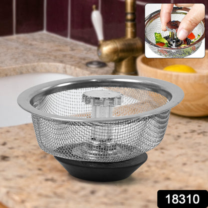 Wukusy stainless steel sink strainer basket for kitchen sink, designed to trap debris and prevent clogs in the drain.