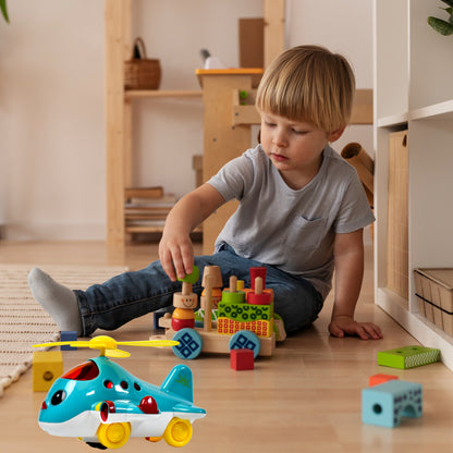 Wukusy helicopter airplane musical toy for toddlers with lights, electronic moving plane for 6-18 months, baby developmental toy