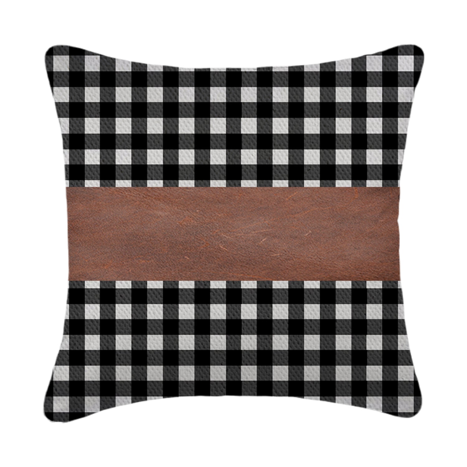 Pair of Wukusy leather and cotton pillow covers, 17x17 inch cushion covers, soft and stylish for home decor, 2-piece set.