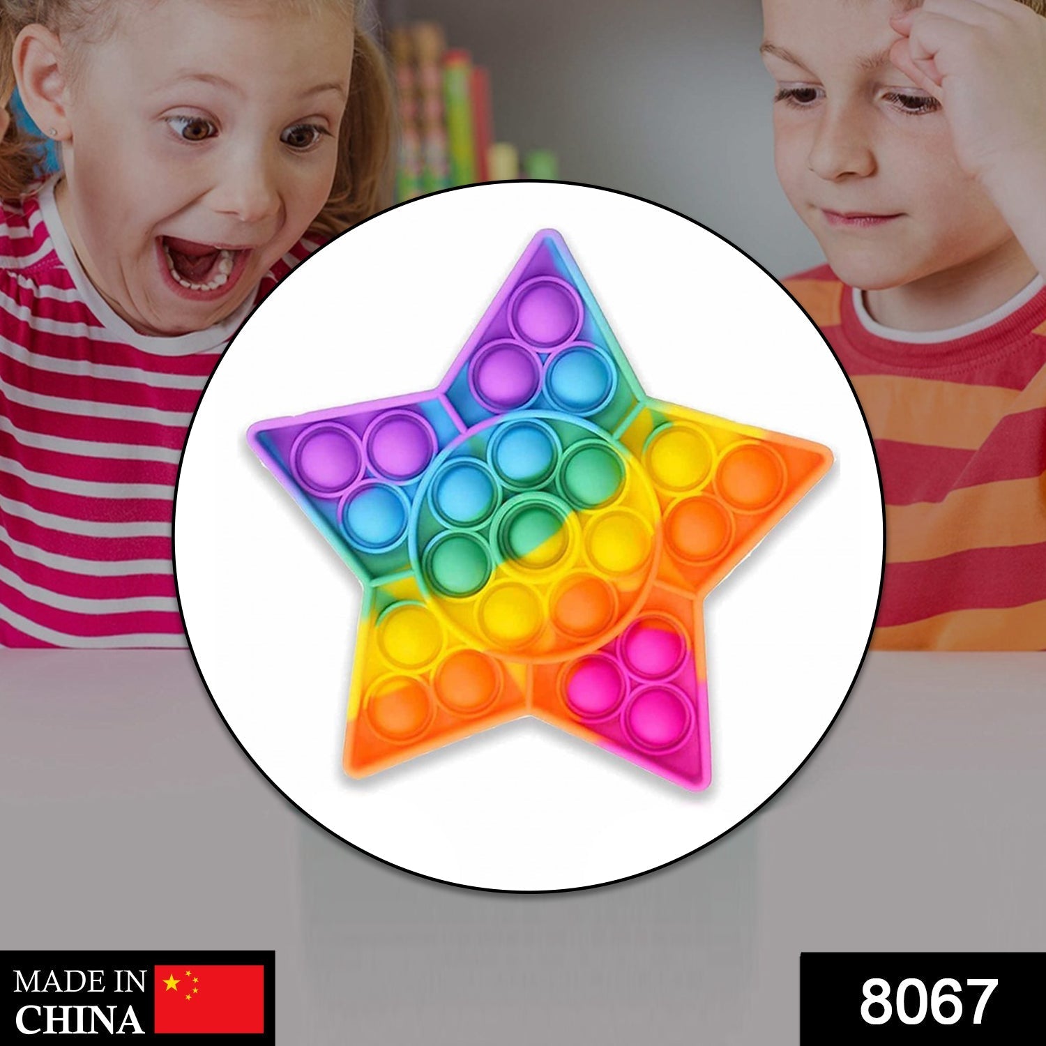 Wukusy 8067 Star Fidget Toy for kids, colorful plastic fidget tool used for play and stress relief, small handheld design.