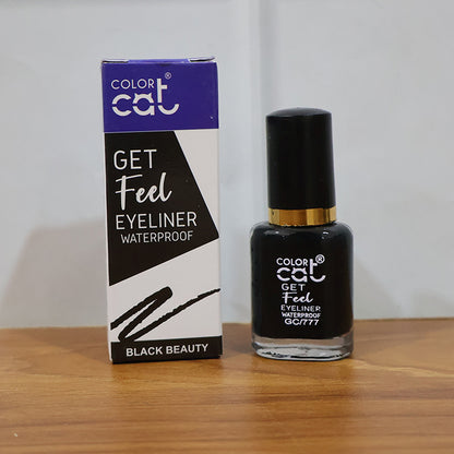 Wukusy Premium Color Cat Get Feel waterproof eyeliner in 8ml, featuring a sleek black design and precise application tip.
