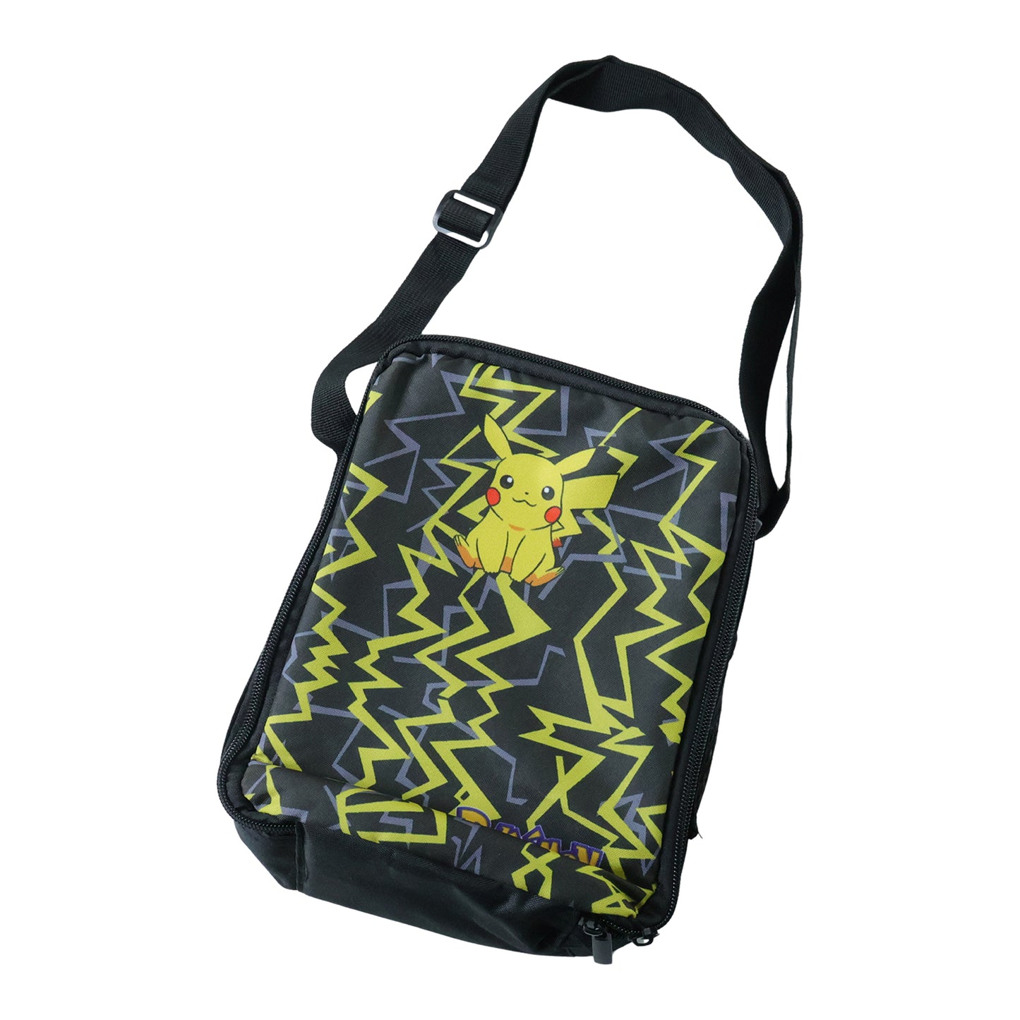 Kids cartoon print lunch bag by Wukusy with adjustable strap, featuring colorful characters on a 19x24 cm fabric lunch bag.