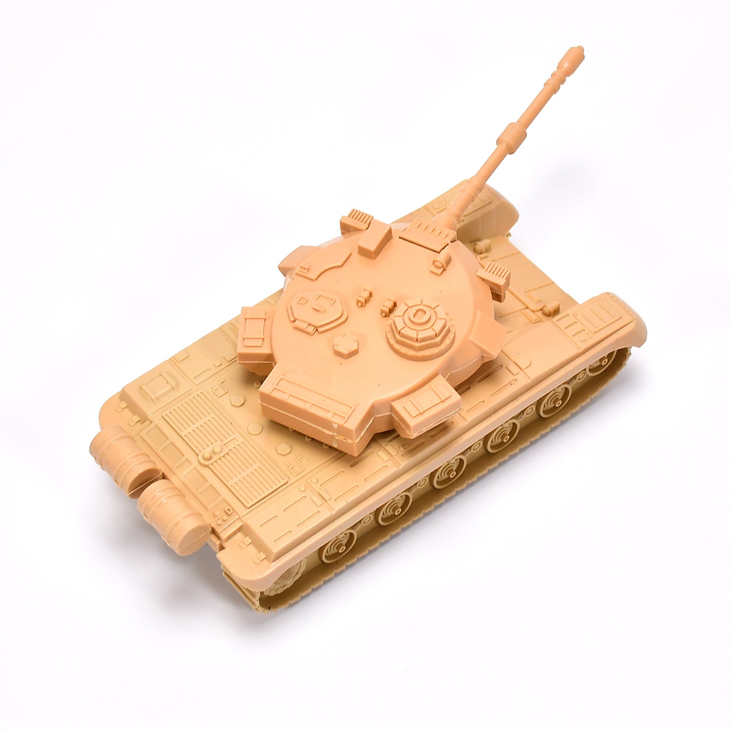 Wukusy 4466 pull back army tank toy for kids, detailed green plastic military vehicle with realistic design and moving wheels.