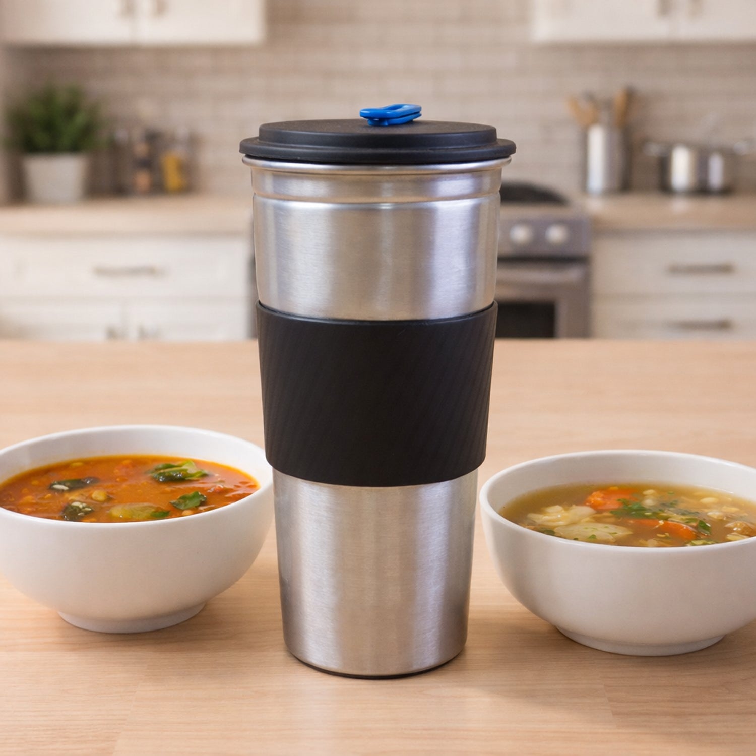 Wukusy Supermom stainless steel travel tumbler with lid, 500ml capacity, durable and sleek for on-the-go beverages