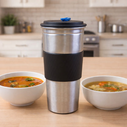 Wukusy Supermom stainless steel travel tumbler with lid, 500ml capacity, durable and sleek for on-the-go beverages