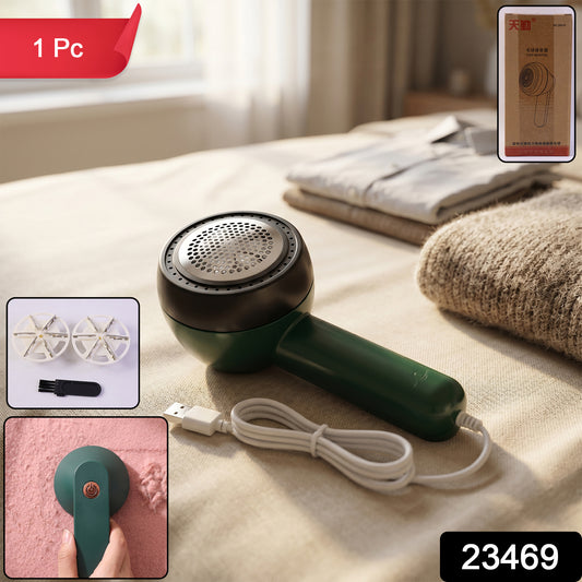 Wukusy electric lint remover with brush showing handheld device removing lint from fabric surface