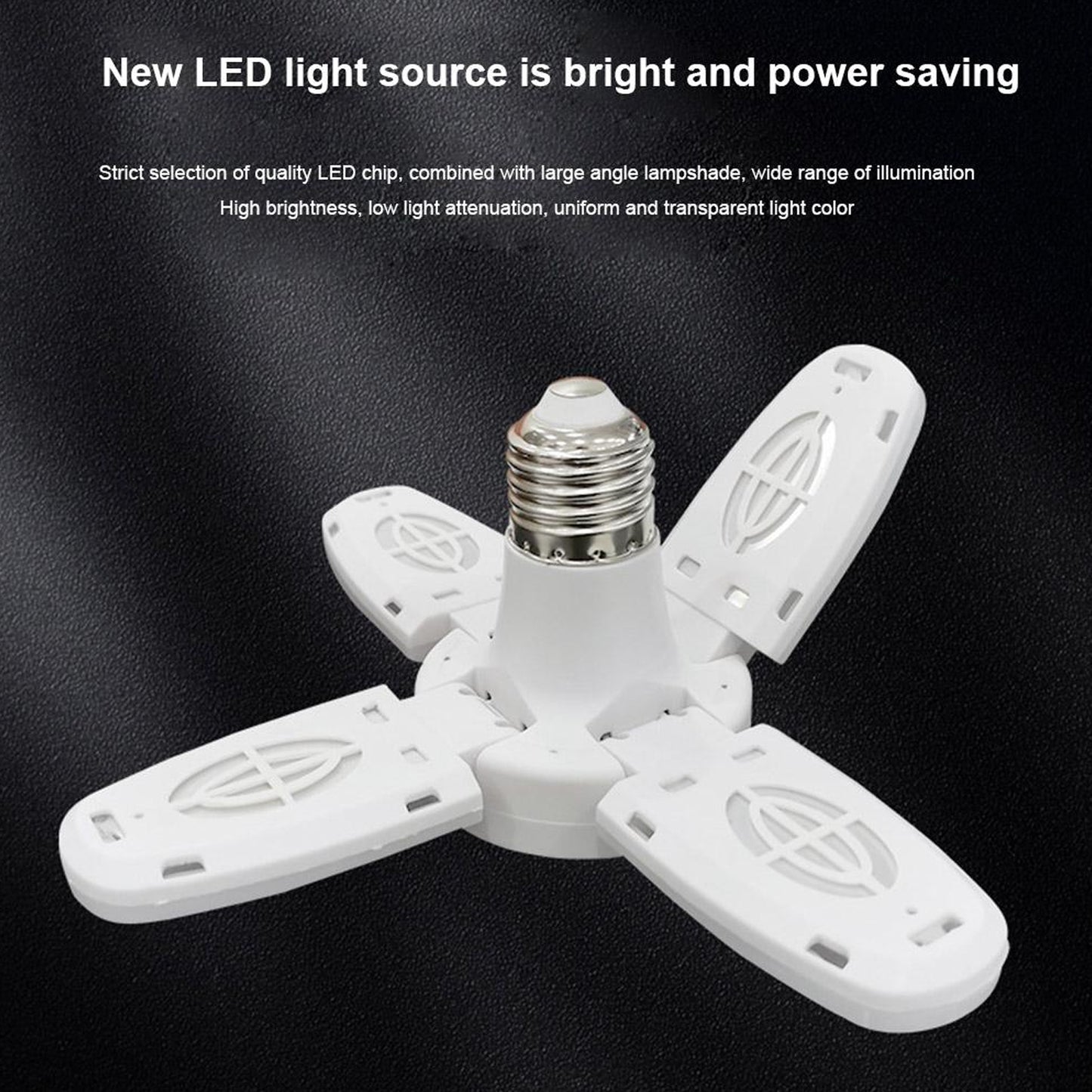 Wukusy 6179 Fan Blade LED Bulb, 28V foldable LED blade fan bulb for home decor, showing the sleek fan blade design.