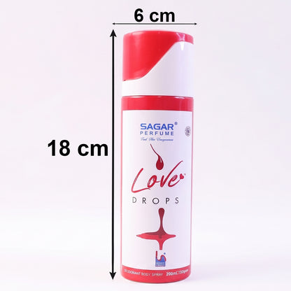 Wukusy Sagar Love Drops perfume deodorant body spray 200ml bottle with floral fragrance and long-lasting scent.