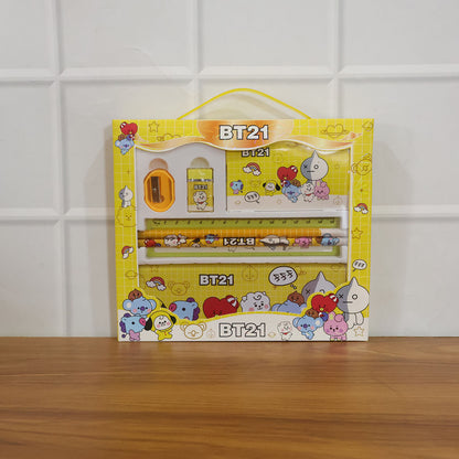 Wukusy premium cartoon printed pencil box stationery set featuring colorful cartoon designs, compact and ideal for school supplies.